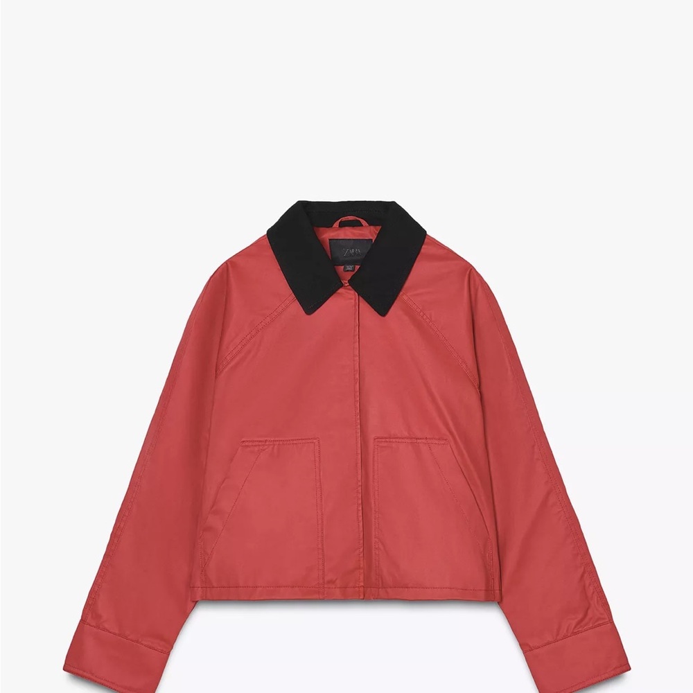 Zara Red Jacket with Black Collar
